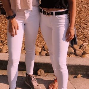 White denim skinny jeans